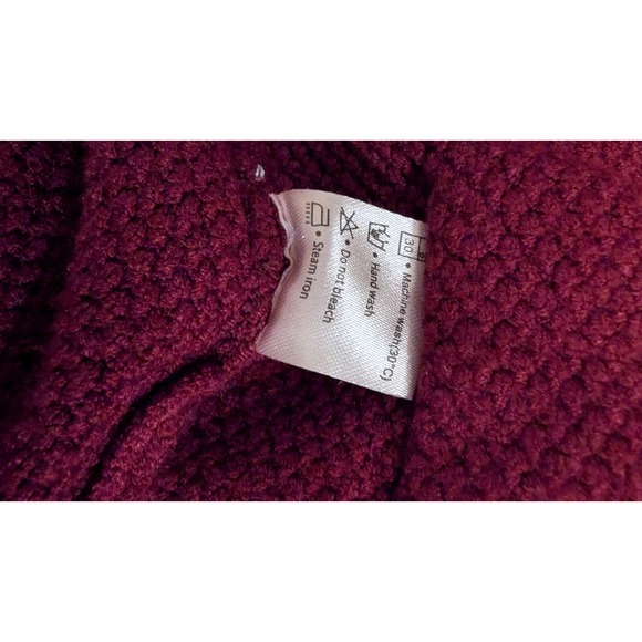 MEROKZEETY Womens 2XL Cardigan‎ Sweater Open Front Knit Pockets Maroon Red - Picture 6 of 6
